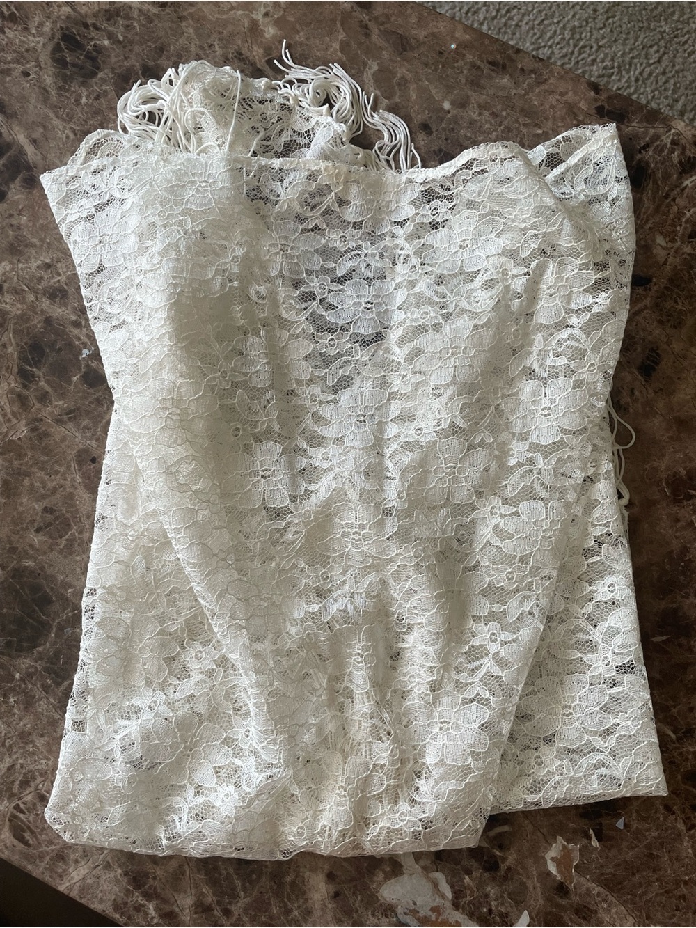 Erica Lyons White Floral Lace Fringe Scarf Shoulder Wrap